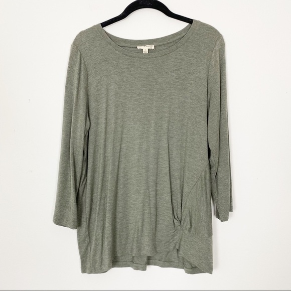 JANE & DELANCEY Deep Green Knotted Hem Top Medium - Picture 2 of 6